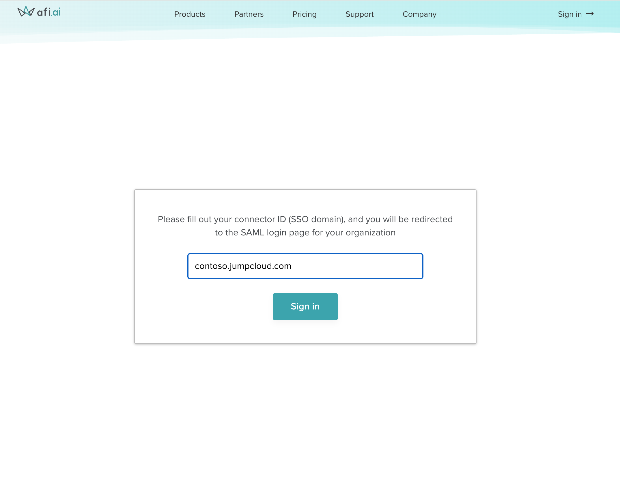 Afi SAML login screen prompting for connector ID