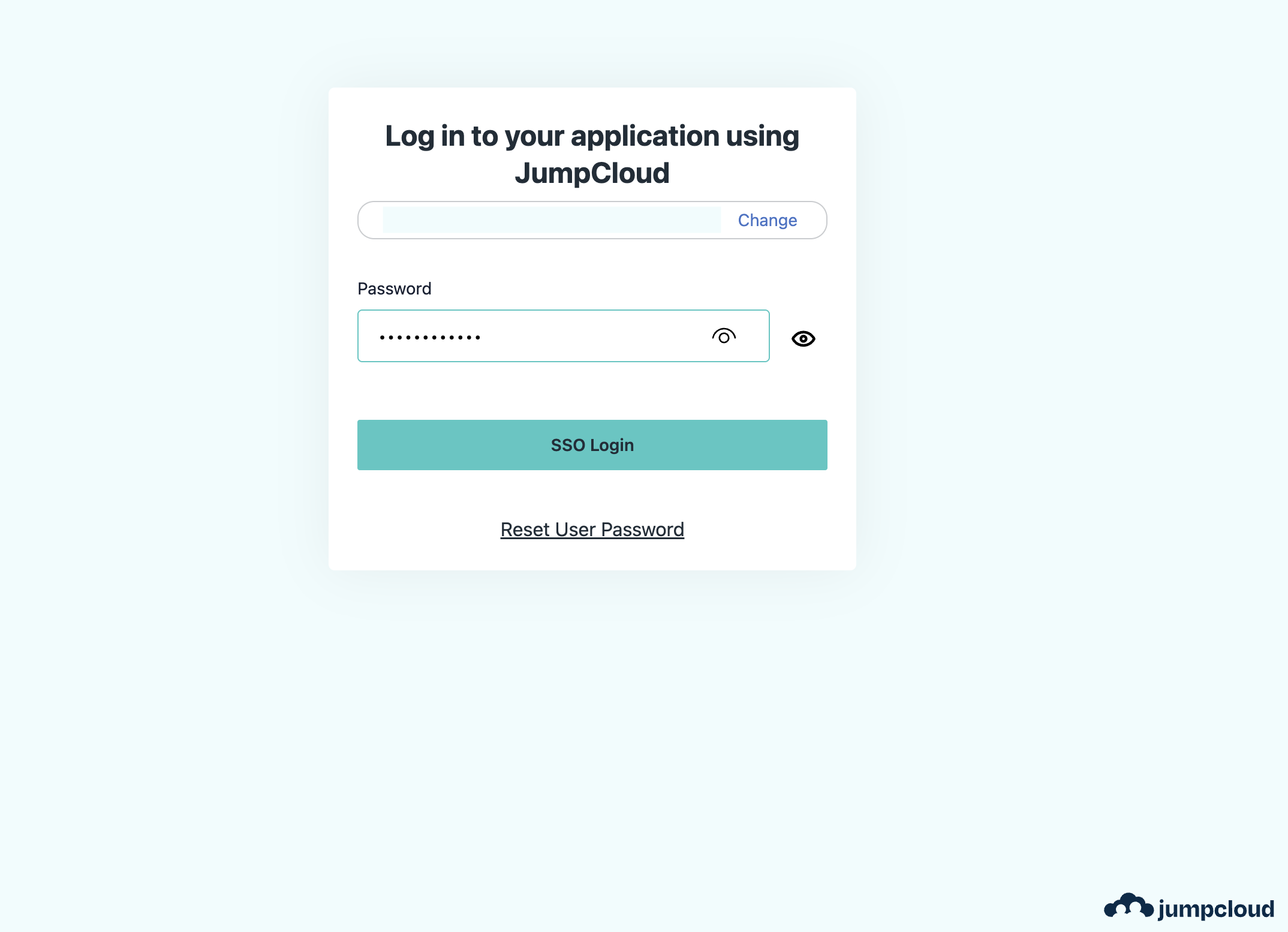 JumpCloud authentication screen after entering connector ID