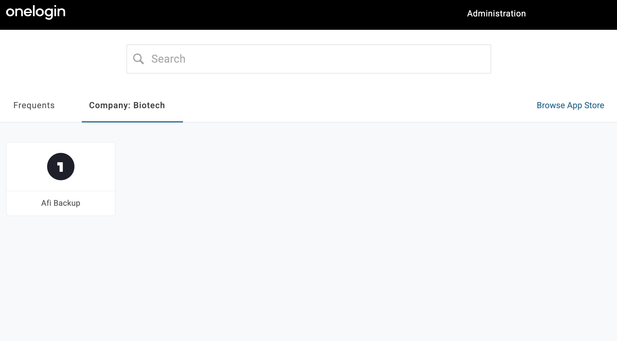 OneLogin User Portal showing Afi application for identity provider-initiated login