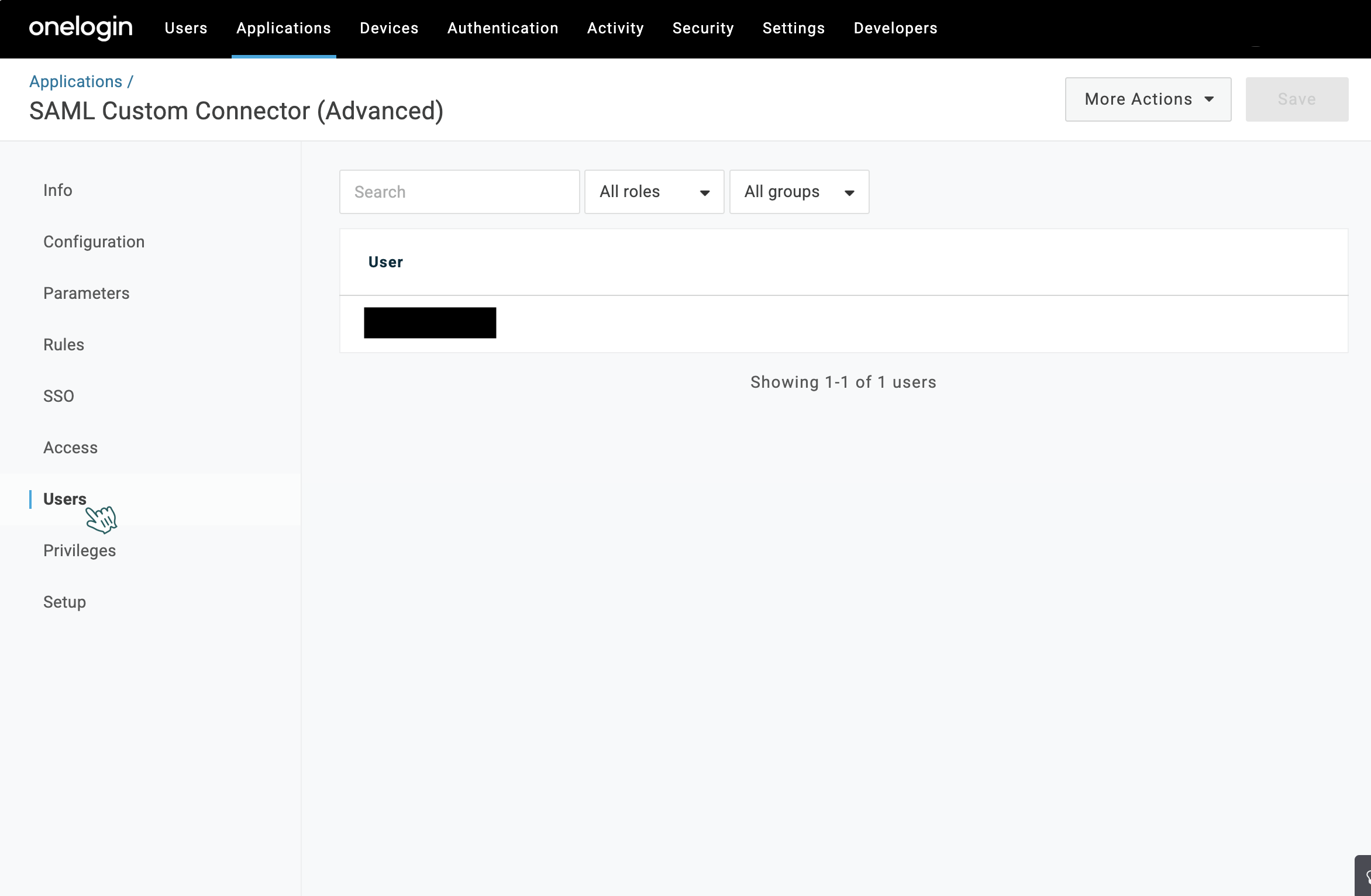OneLogin user assignment interface
