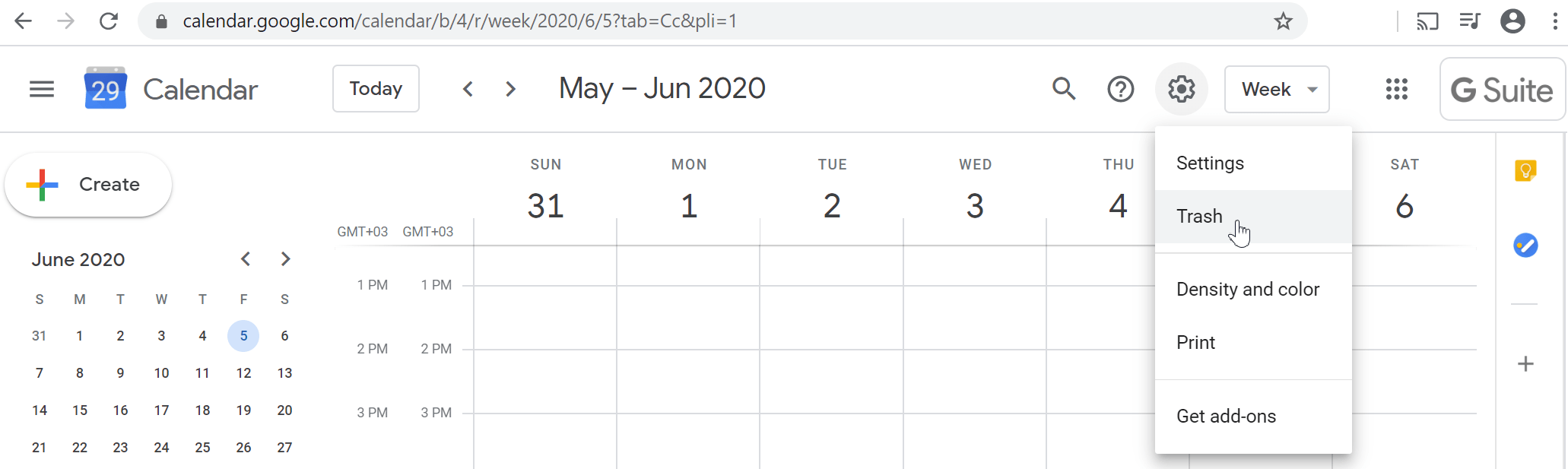 Recover deleted G Suite Calendar