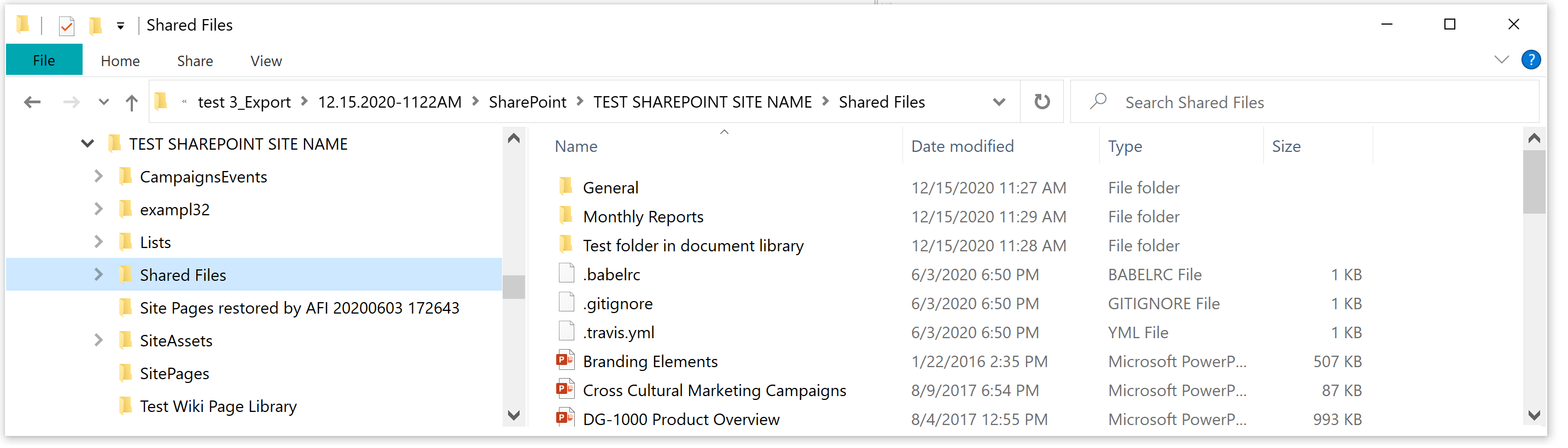 SharePoint Online export results